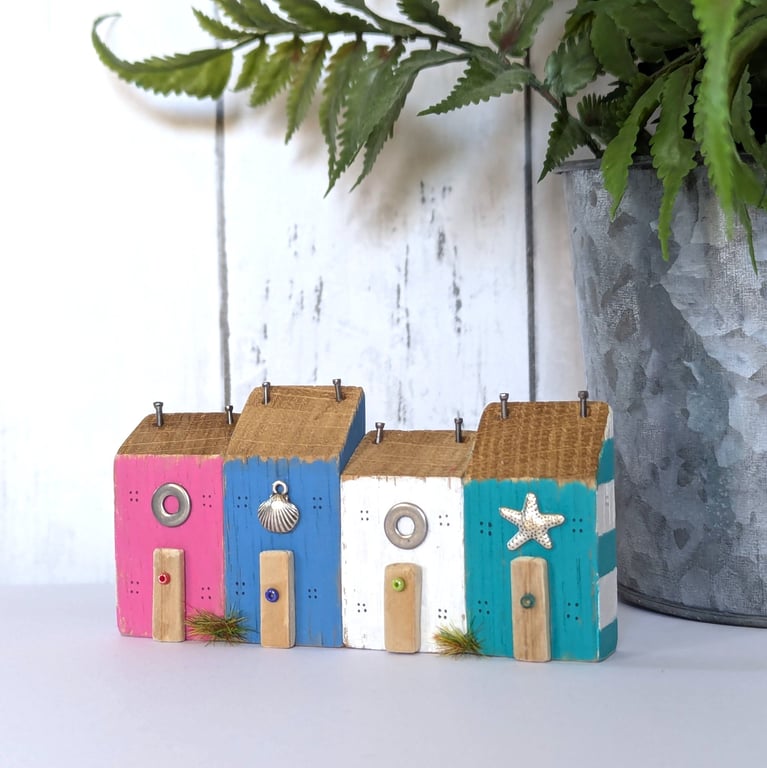 Handmade Row of Tiny Oak Coastal Cottages