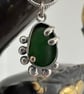 Sea Glass Splash - green sea glass set in sterling silver with a touch of gold - Image 2