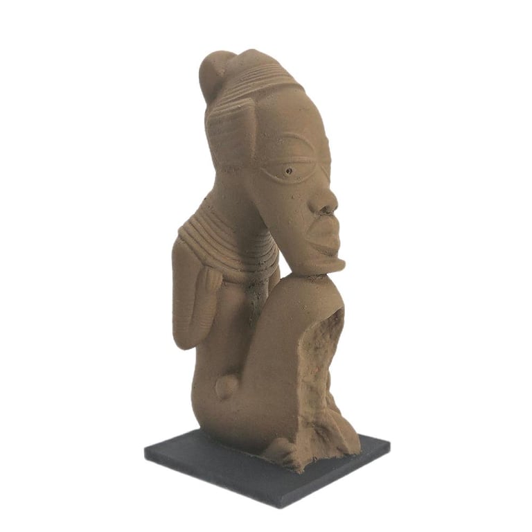 Nigerian Nok statue, African figurine, hand painted terracotta effect, 