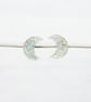 Titanium posts - Crescent moon - Silver holographic glitter stud earrings - Image 4