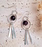 Fringe Earrings, Purple Amethyst Gemstone, Sterling Silver Hammered Jewellery - Image 1