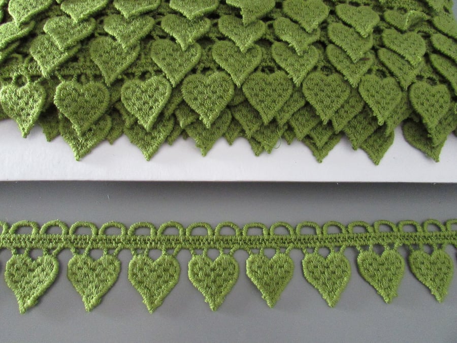 Green Heart Venise Guipure Lace sold by the metre
