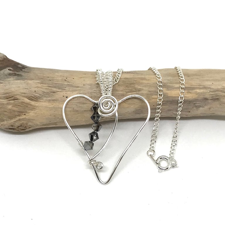 Silver Heart Pendant Heart Necklace, Valentine’s Gift