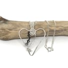 Silver Heart Pendant Heart Necklace, Valentine’s Gift