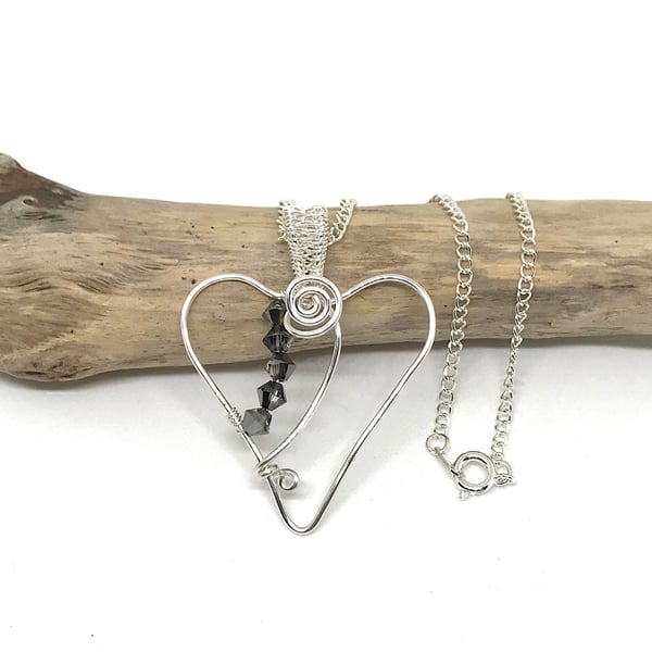 Silver Heart Pendant Heart Necklace, Valentine’s Gift