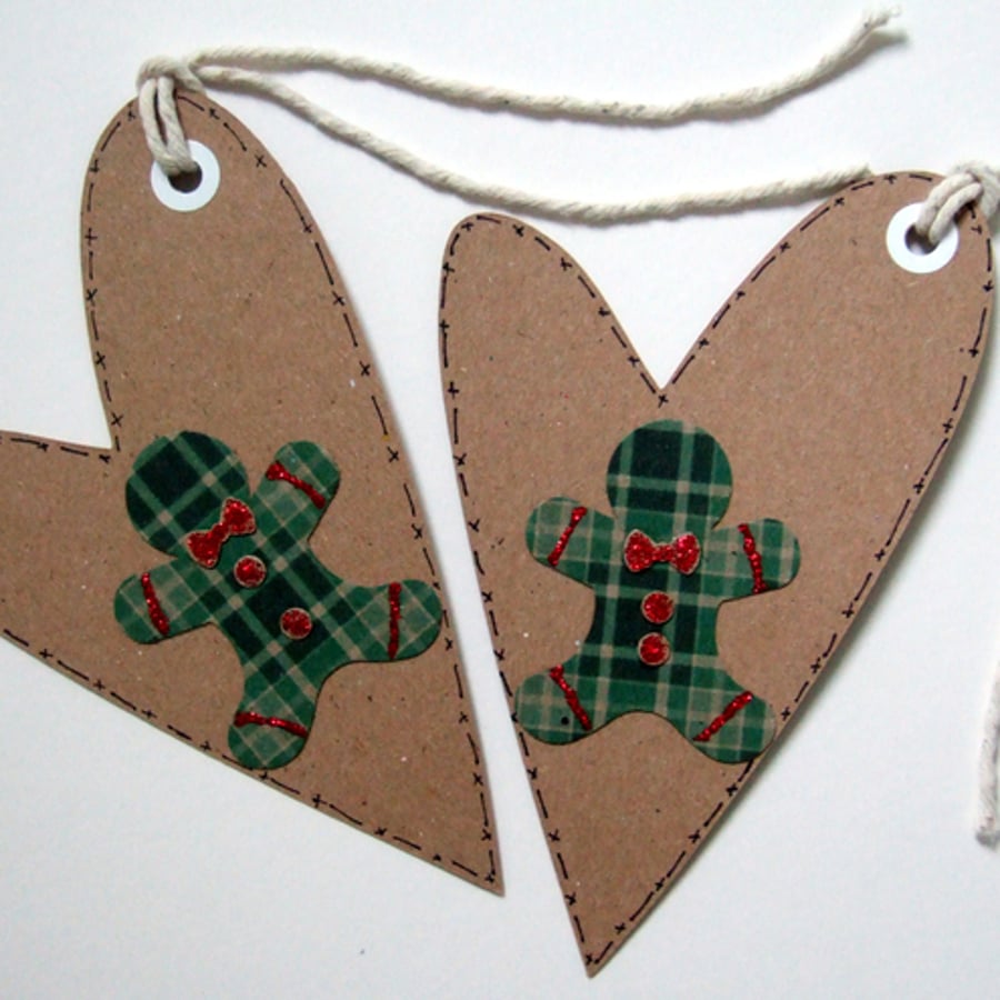 Christmas Gift Tags,Gingerbread Man Heart Christmas Gift Tags Handmade