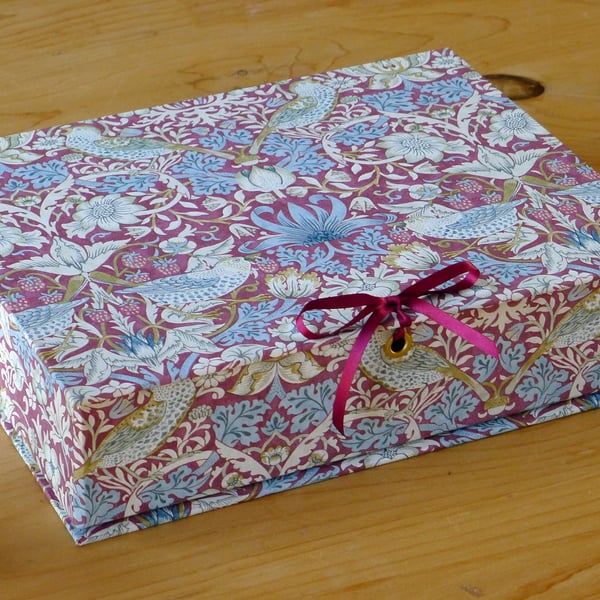William Morris Box File in Strawberry Thief Petite Plum - Home Office