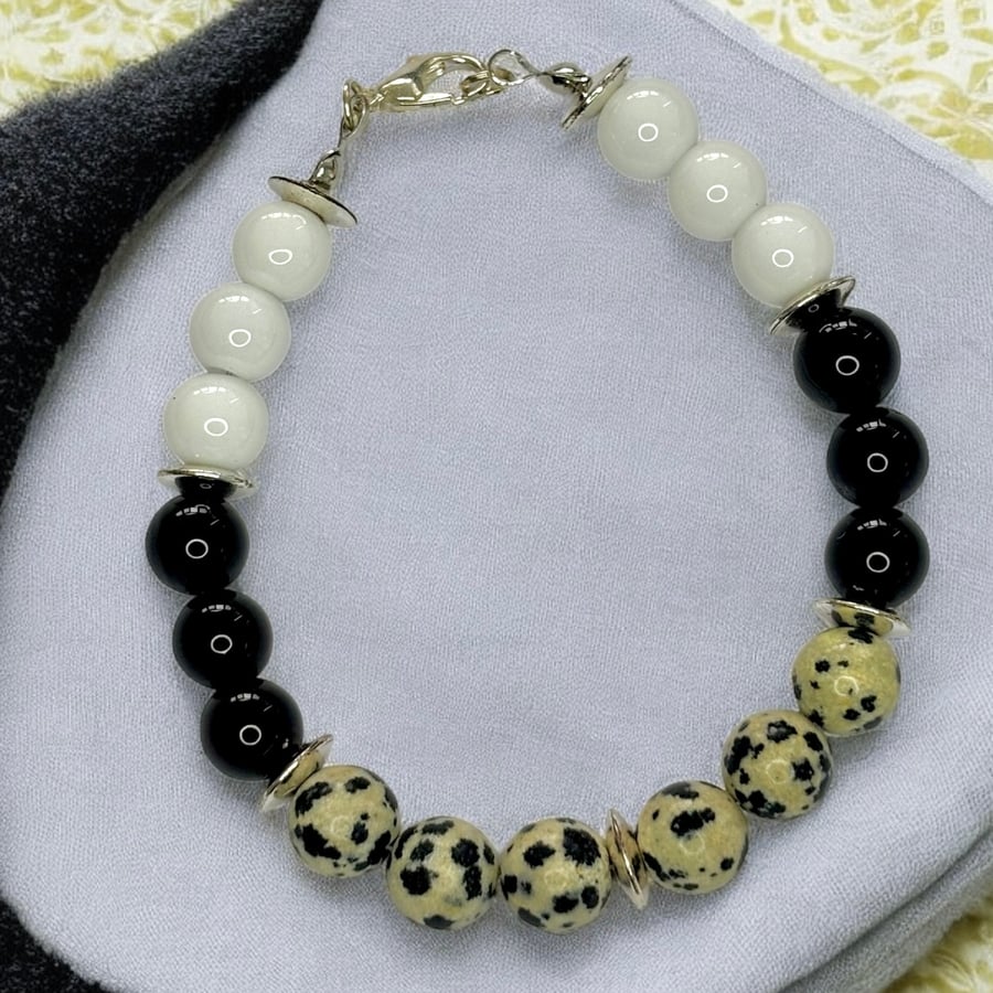 Monochrome Bracelet with Dalmatian Jasper