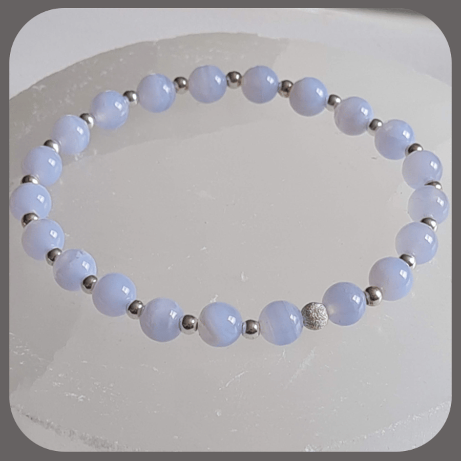 Blue Lace Agate and sterling silver bracelet