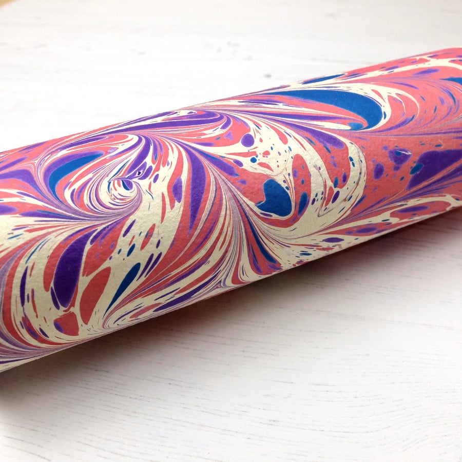 A4 Marbled handmade Nepalese khadi paper sheet drawn pattern second