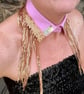 Baby Pink & Gold Detachable Statement Collar - Upcycled Sequin Neckcessory - Image 3
