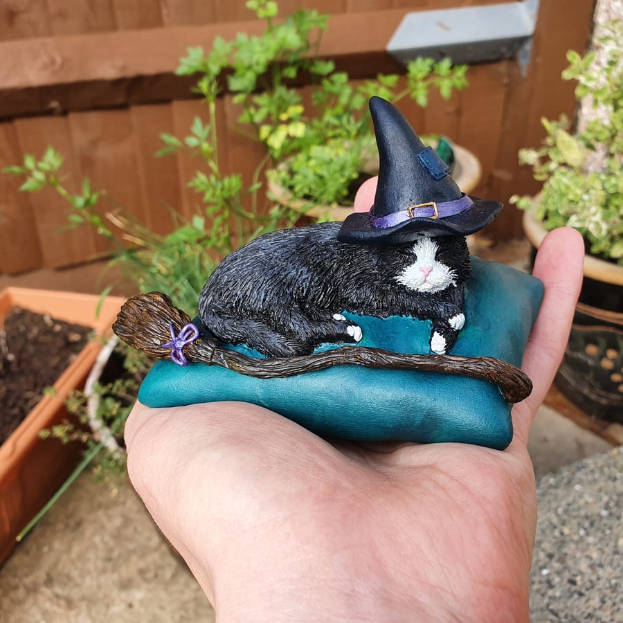 The Witch's Cat Sculpture, Sleeping Cat Figurine