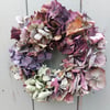 Small Dried Hydrangea Wreath. 17cm Diameter. Handmade.