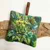Handmade green man lavender hanging bag with ribbon, scented gift. 