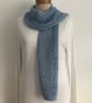 COTTON scarf. ' Breeze'. Lightweight , all-seasons. Sky blue. - Image 4