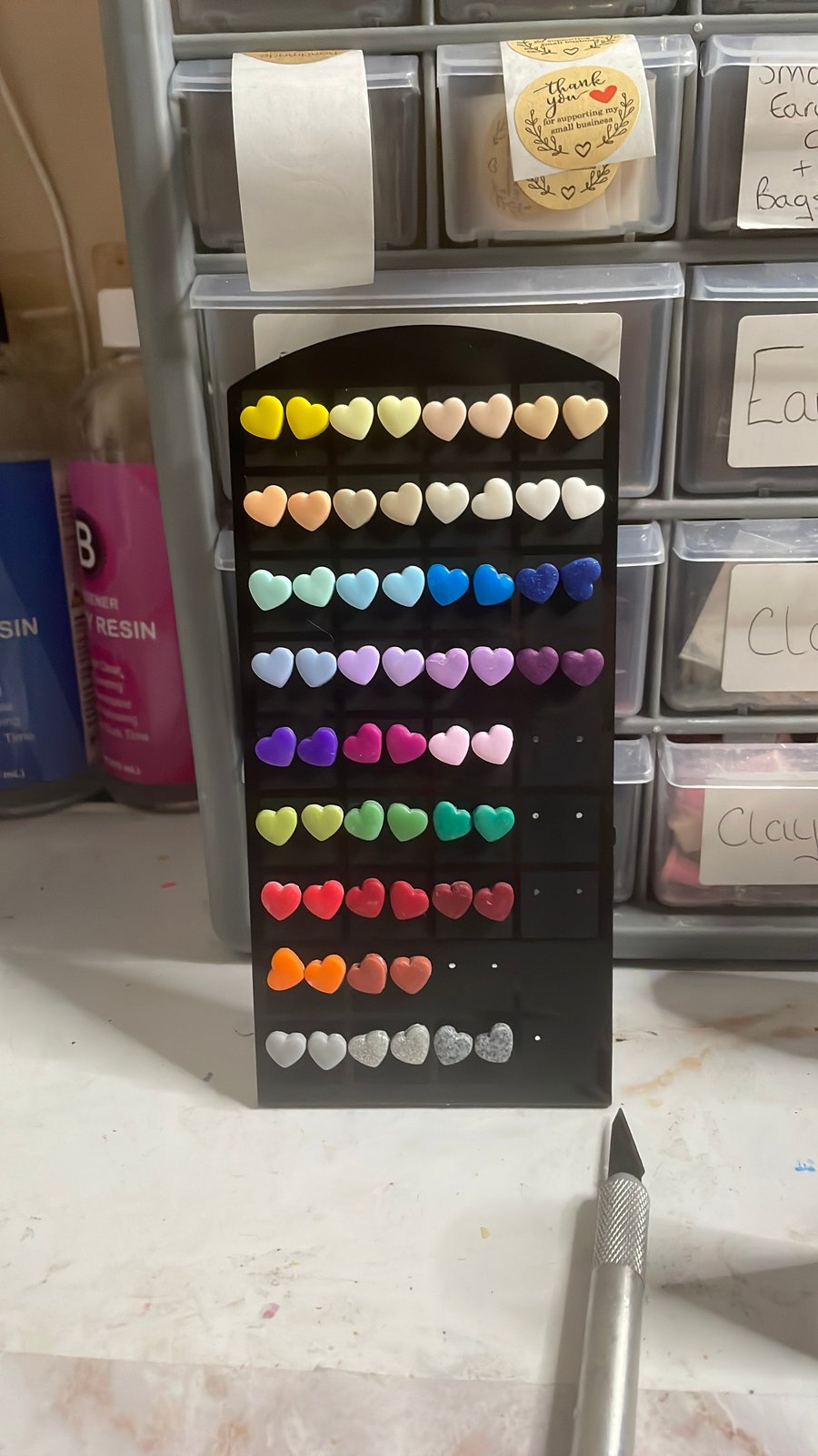 (Mystery Pick) Handmade Heart Polymer Clay Stud or Hoops  Earrings