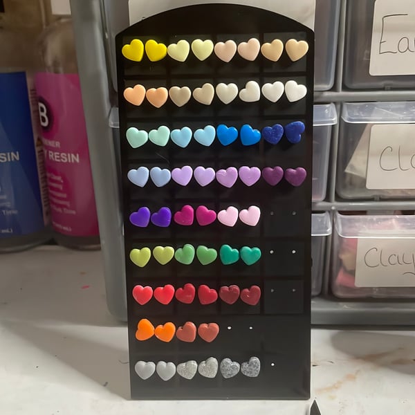 (Mystery Pick) Handmade Heart Polymer Clay Stud or Hoops  Earrings