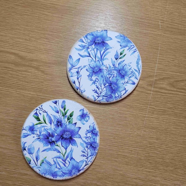 Set of 2 Hand Decorated Coasters