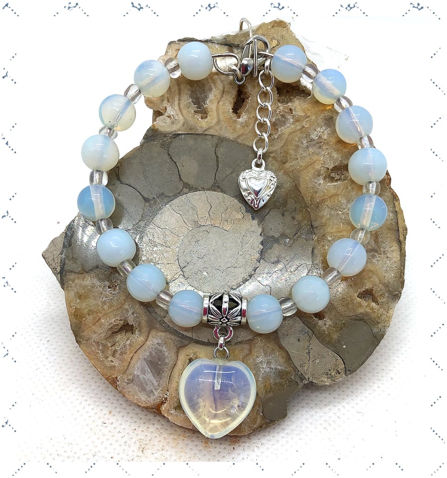 OOAK Opaline gemstone bangle style bracelet