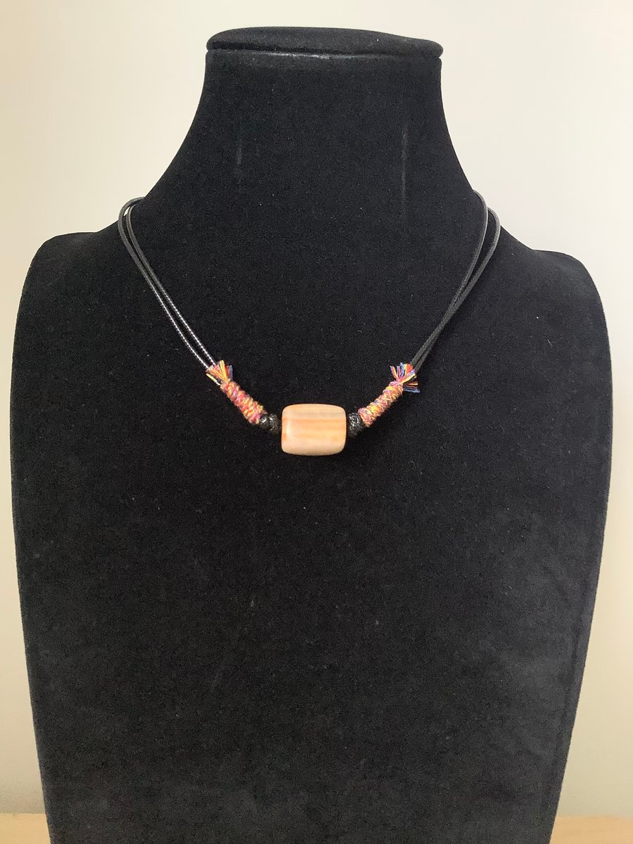 Handmade Boho Surfer Style Necklace with Natural Afghanistan Jade bead 