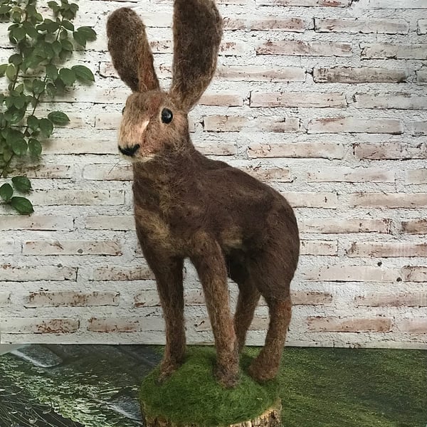 Hare needle felted soft sculpture animal 