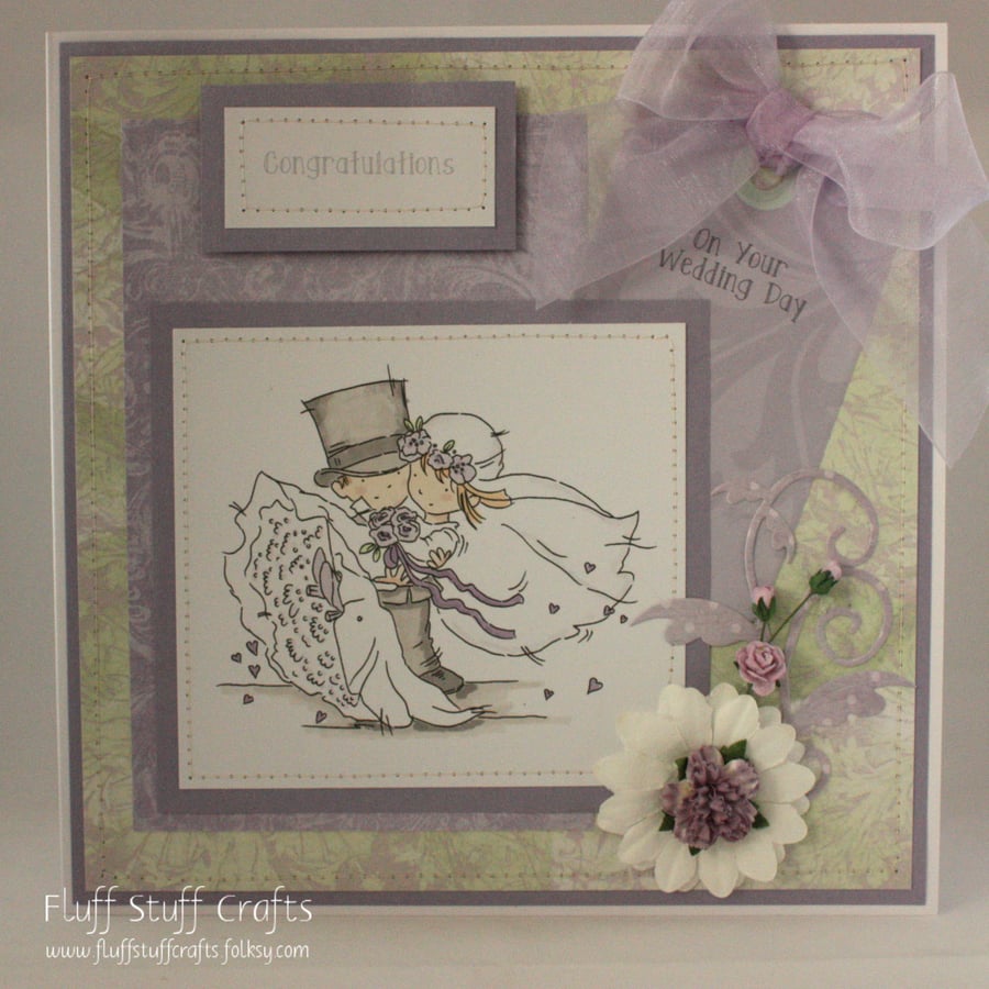 Handmade wedding card, bride and groom, Congratulations on your Wedding Day
