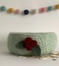 FELTED 'FUSSPOT' BOWL, desk tidy  ' Darling Buds'( with rosebud corsage)