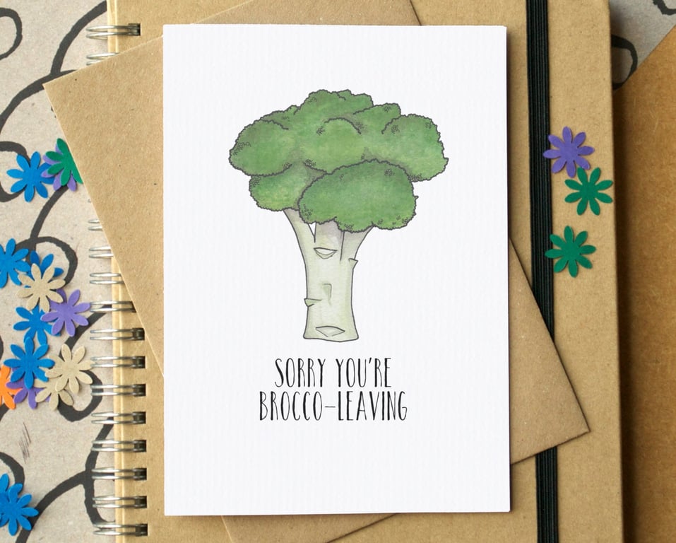 Funny "Sorry You're Brocco-leaving" Leaving Card