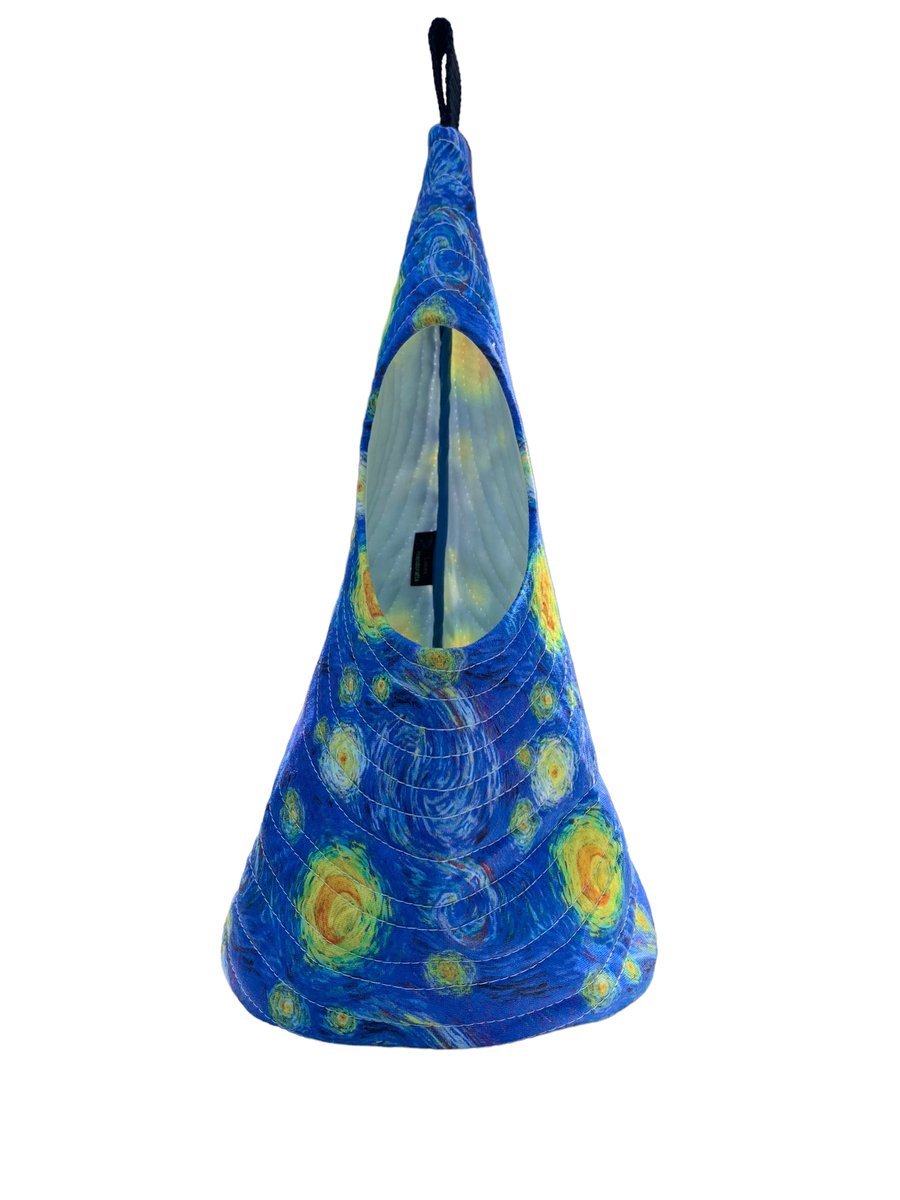 Quilted Handmade Peg Bag featuring starry Nights 