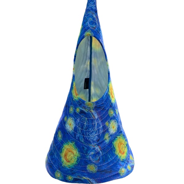 Quilted Handmade Peg Bag featuring starry Nights 