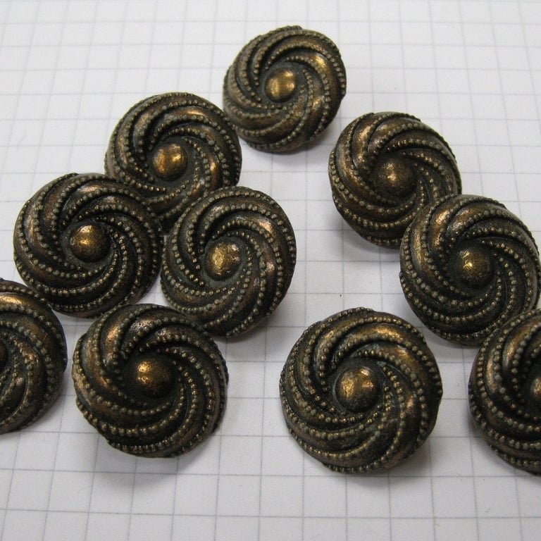 10 Large Copper Swirl Buttons
