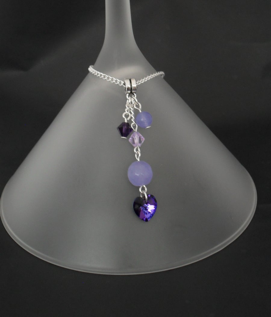 Purple medley- alexandrite, crystal & heart cluster necklace