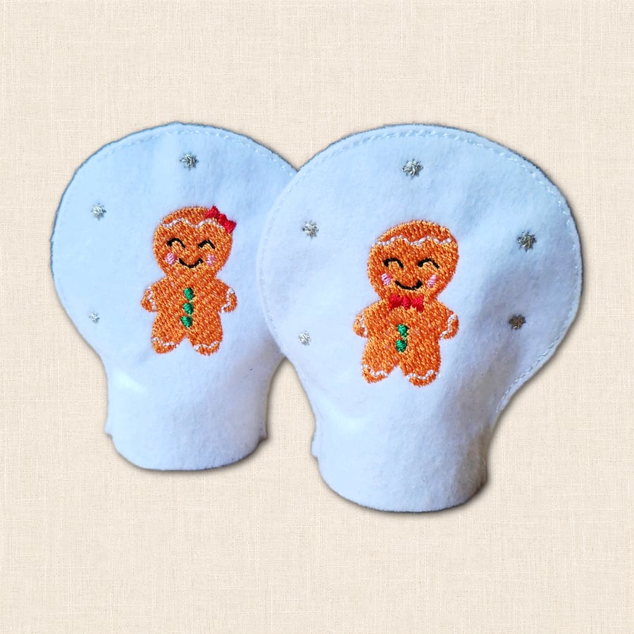 Gingerbread Friends Tealight Covers - Embroidered Christmas Decor
