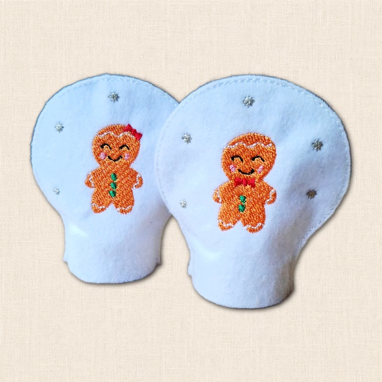 Gingerbread Friends Tealight Covers - Embroidered Christmas Decor