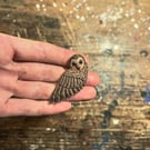 Hand Carved Owl Brooch Pin