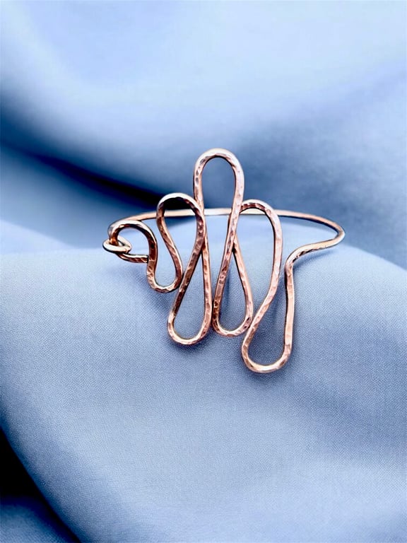 Statement Hammered Oxidised Copper Bangle or Cuff, Gift Large