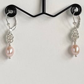 Cultured Pearl Chainmaille Earrings