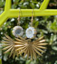 Sunburst earrings Czech glass floral brass bridal cool