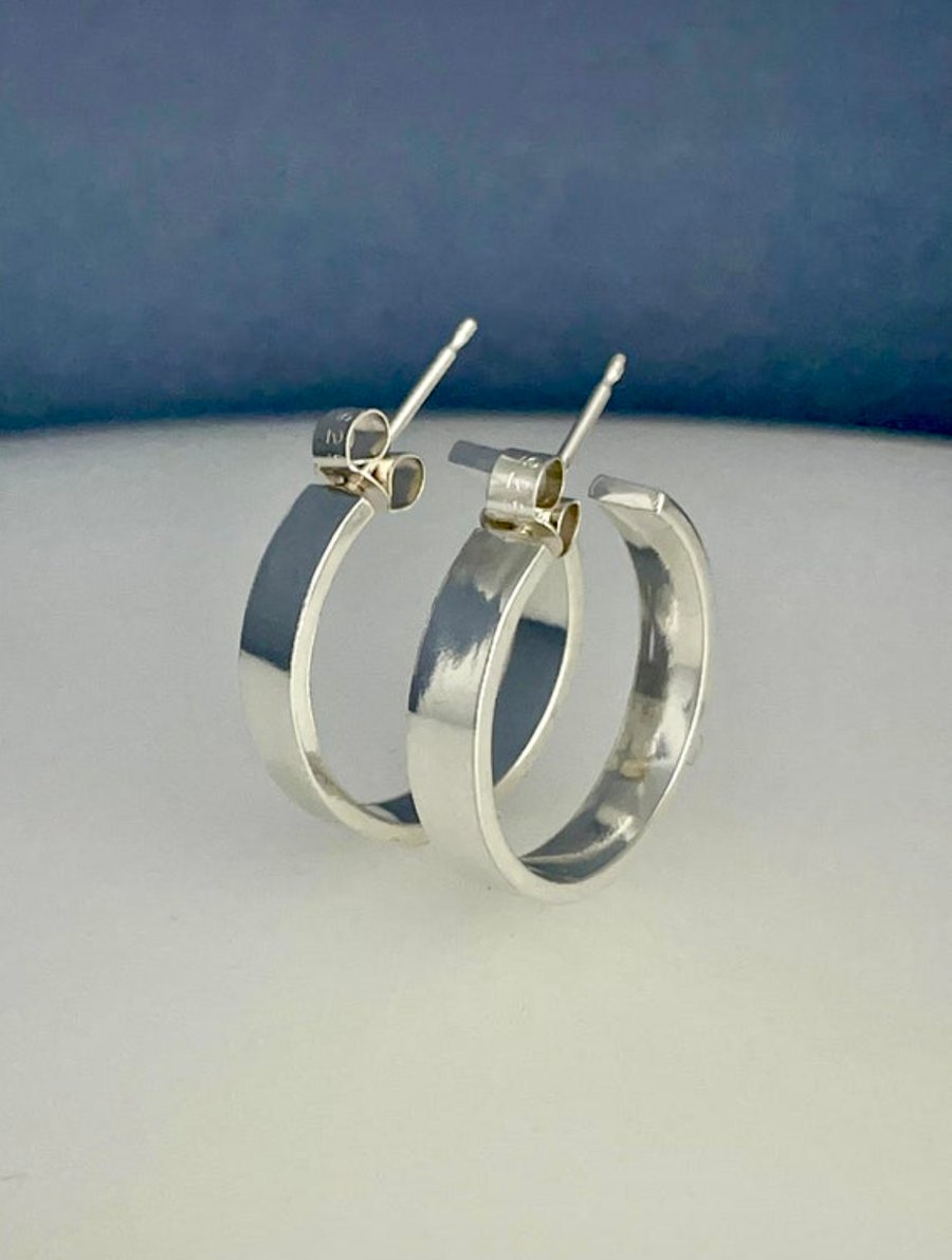 Sterling Silver Chunky Hoop earrings 20mm Pain-Smooth 4mm Wide Handmade