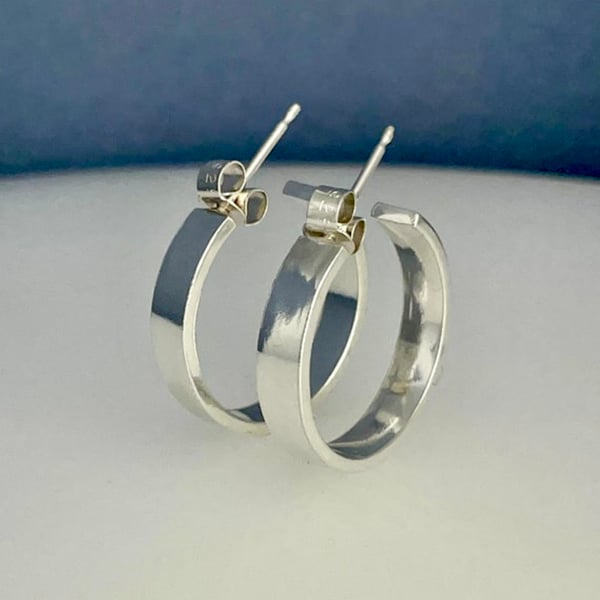 Sterling Silver Chunky Hoop earrings 20mm Pain-Smooth 4mm Wide Handmade