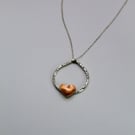 Hammered silver and copper pendant