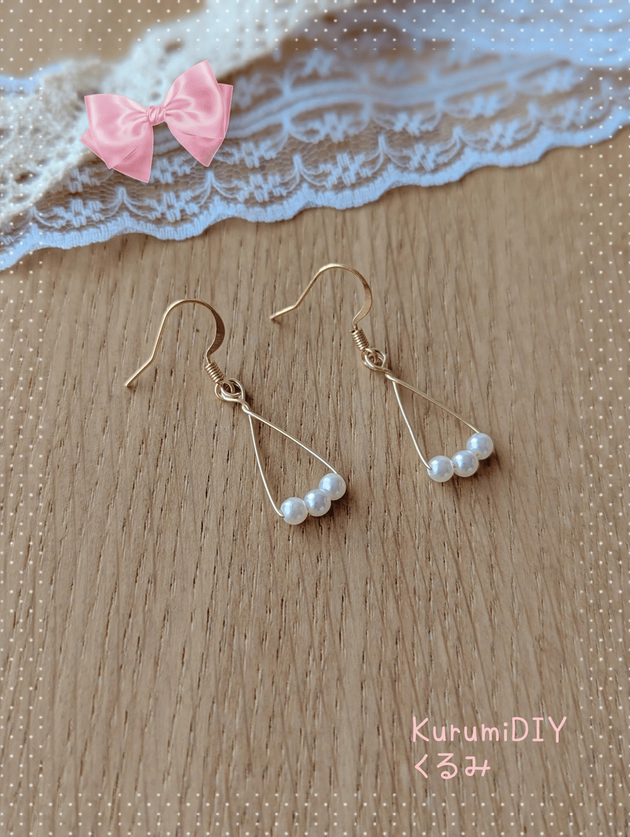 18K Gold-filled Hook Minimalist Gold Wire Faux Pearl Drop Earrings