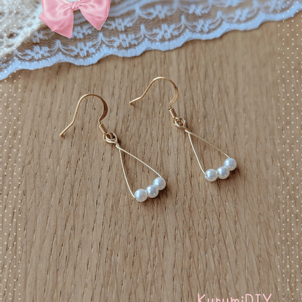 18K Gold-filled Hook Minimalist Gold Wire Faux Pearl Drop Earrings
