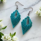 Leaf Drop Earrings - Turquoise Green