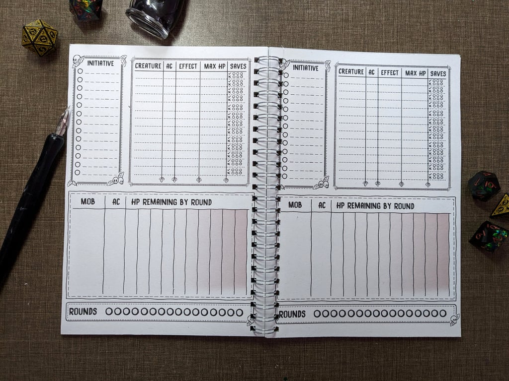 Battle Tracker Notebook for TTRPG and DnD