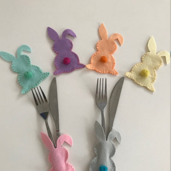 Felt Rabbit Decoration, Easter Cutlery Holders, Easter Table Decoration, Easter 