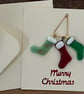 Unique Handcrafted Christmas Card with Artisan Fused Glass Stockings Tree Decor