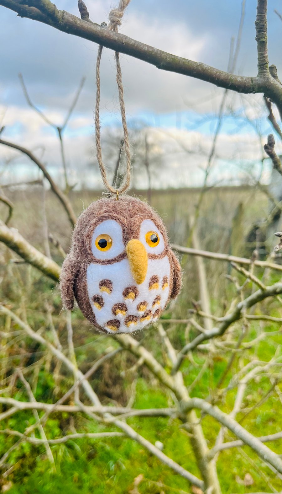 Needle Felted Little hanging Brown Owl - Wildlife - wool handmade gift