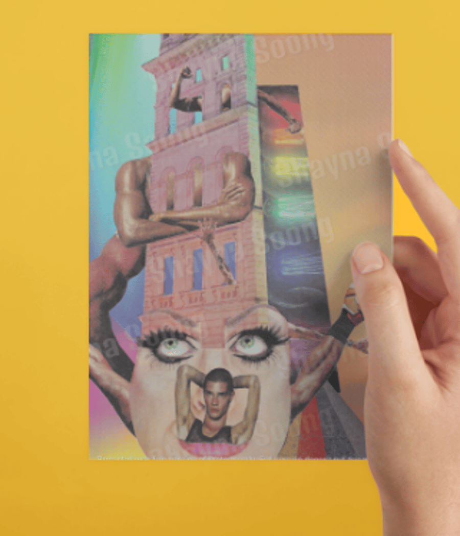 'Pride' card printed from handmade collage 