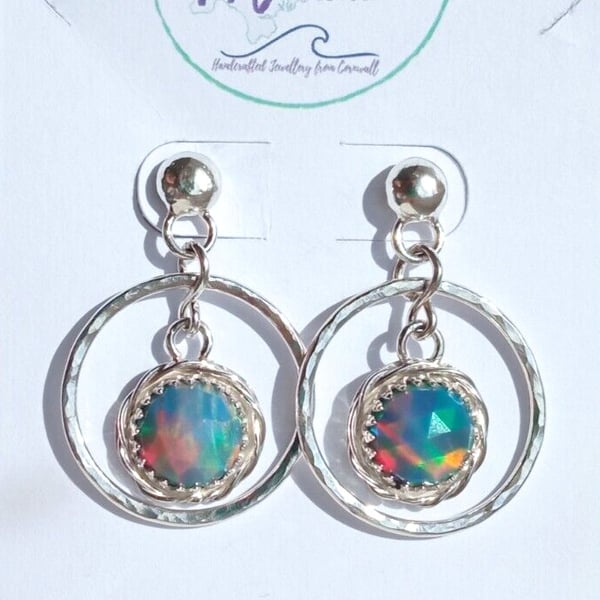 Aurora Opal Earrings Hoops Studs Sterling Silver Sustainable Jewellery Gift